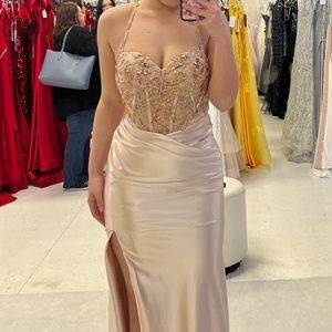 CINDERELLA DIVINE CDS412 PROM DRESS IN CHAMPAGE